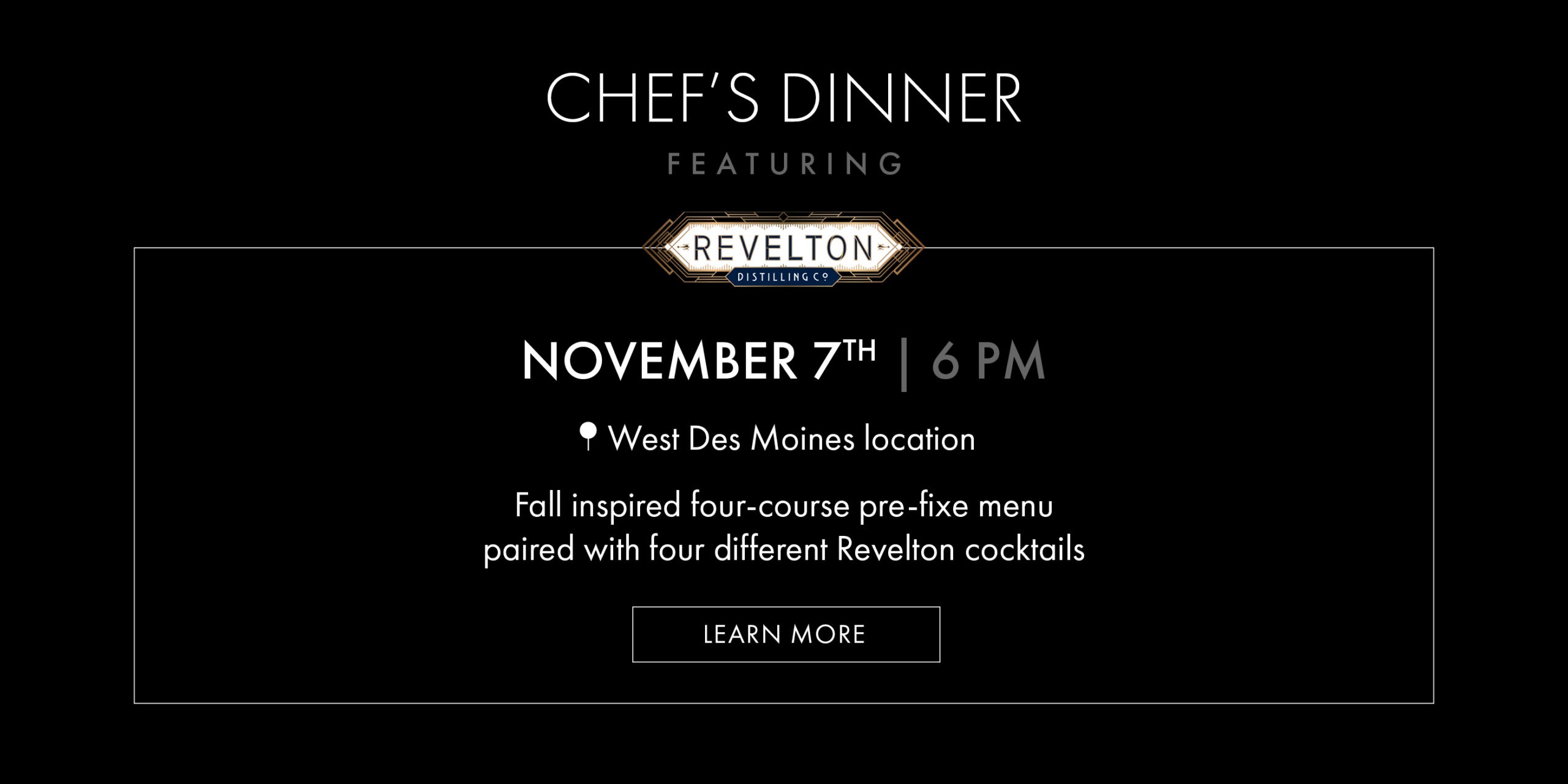 Chef's Dinner with Revelton Distillery